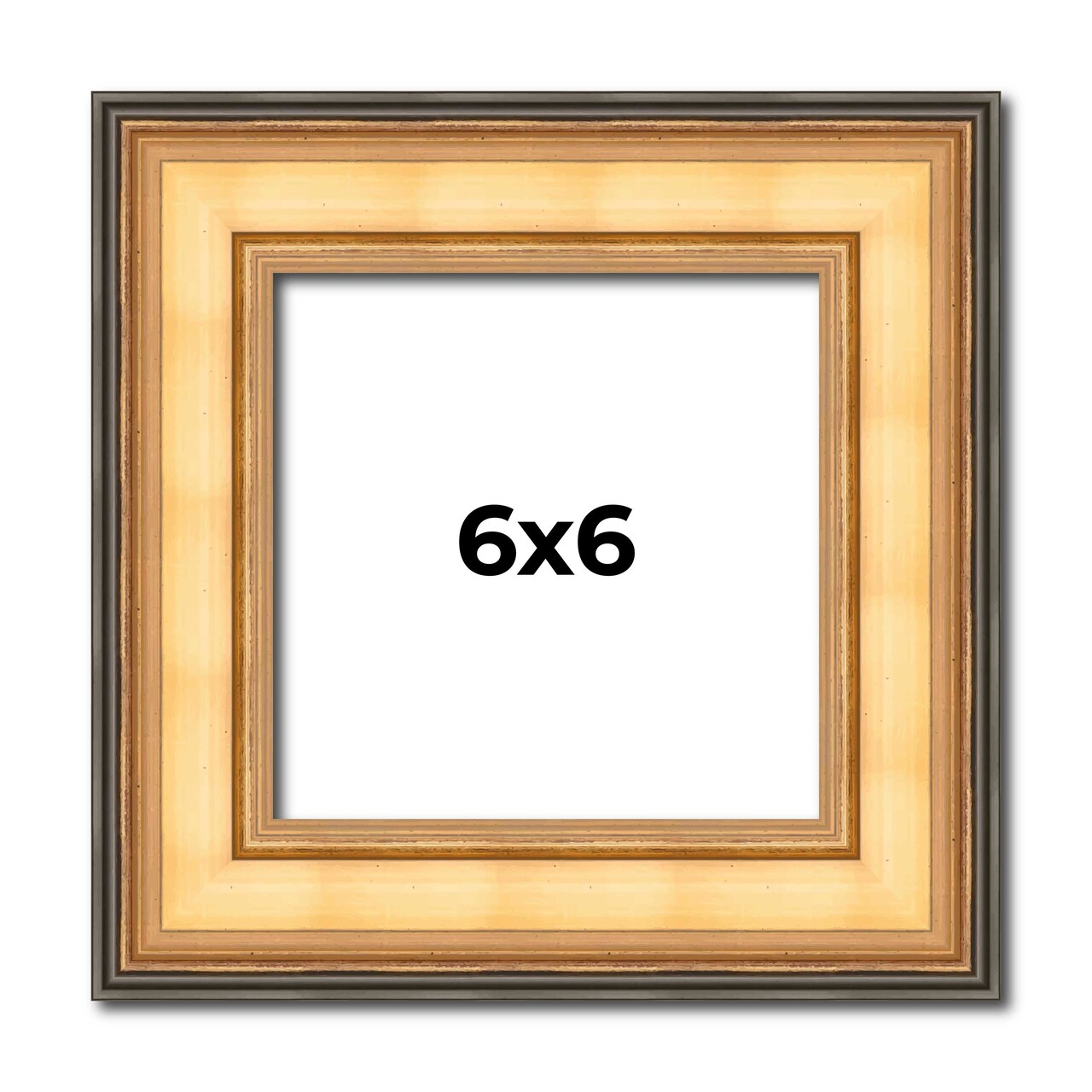 Square Traditional Gold Picture Frame - UV Acrylic, Foam Board Backing, Hanging Hardware